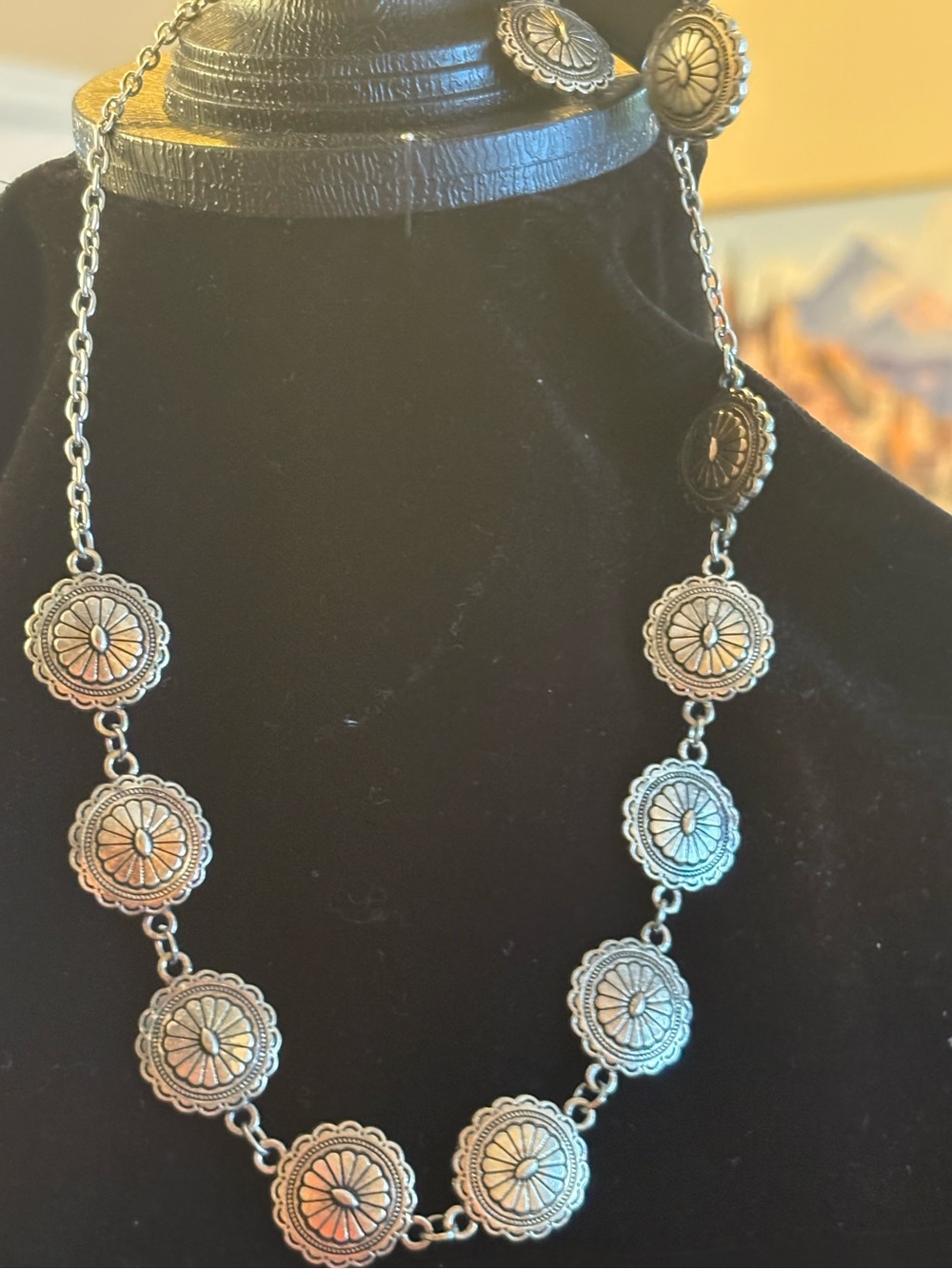 Silver Floral Concho Necklace - Women Jewelry
